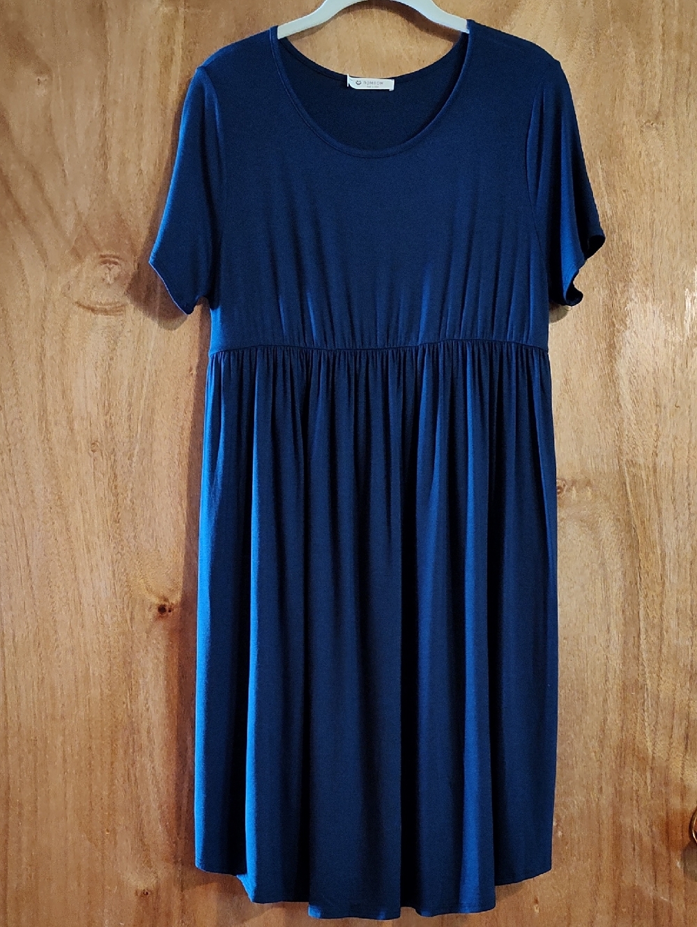 *Like New* Bom Bom Jersey Knit Dress Royal Blue Short Sleeve Flowy Made In USA L